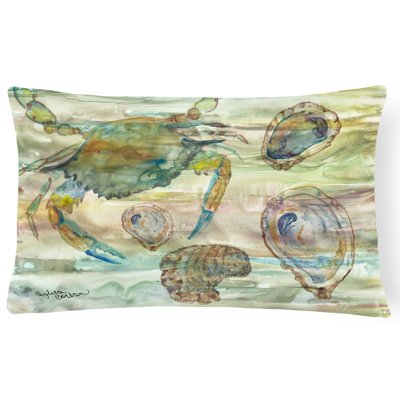  Crab Shrimp and Oyster Sunset Decorative Indoor/Outdoor Lumbar Pillow