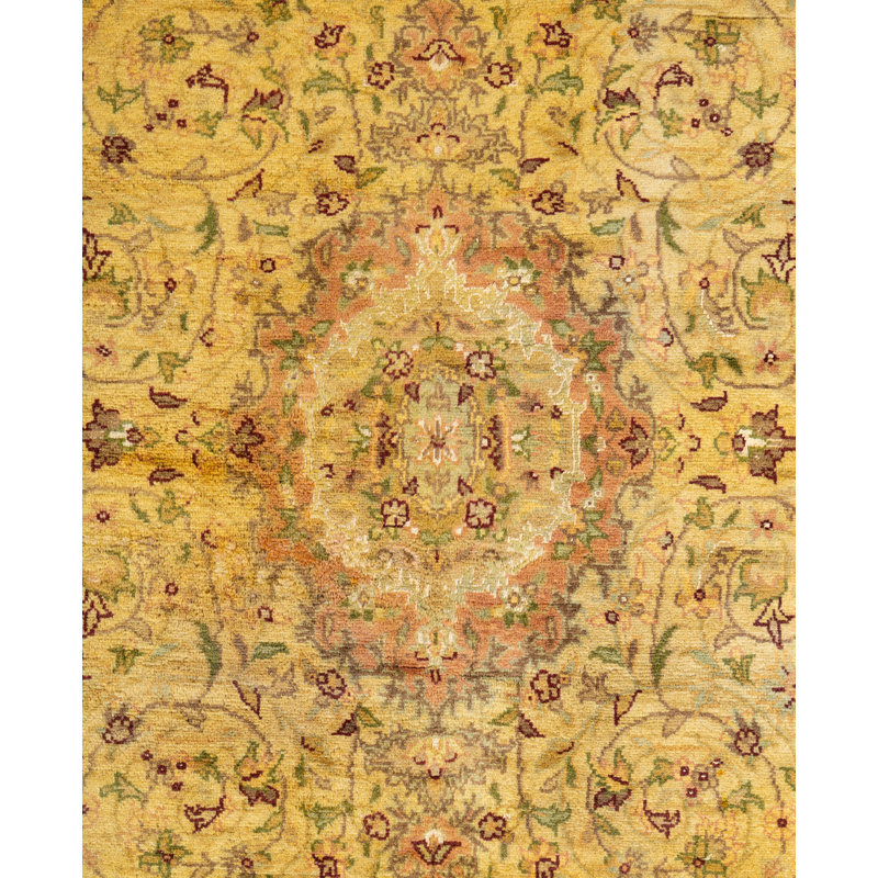 Overdyed Hand-Knotted Wool Modern-Contemporary Yellow Runner 2' 7" x 11' 3"
