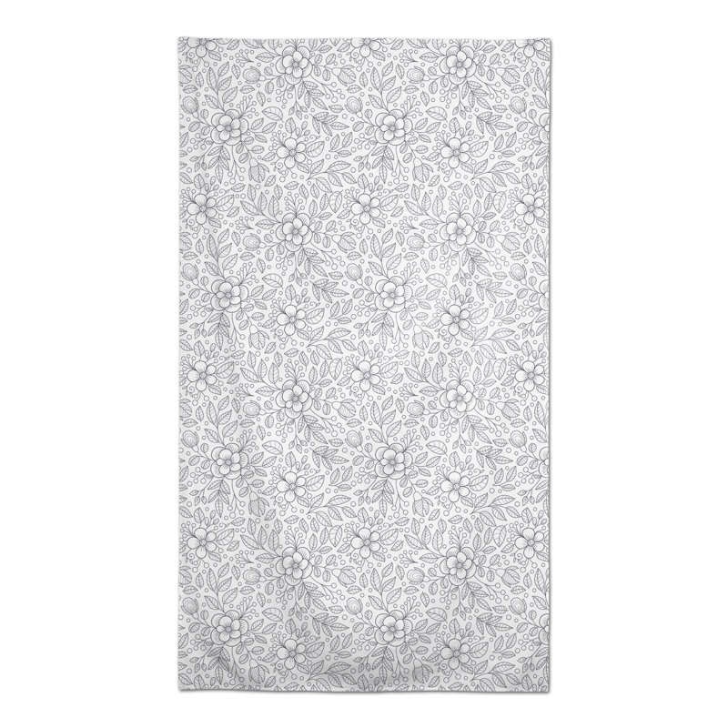 Square Floral Polyester Tablecloth, Dark Gray, 102" L x 58" W