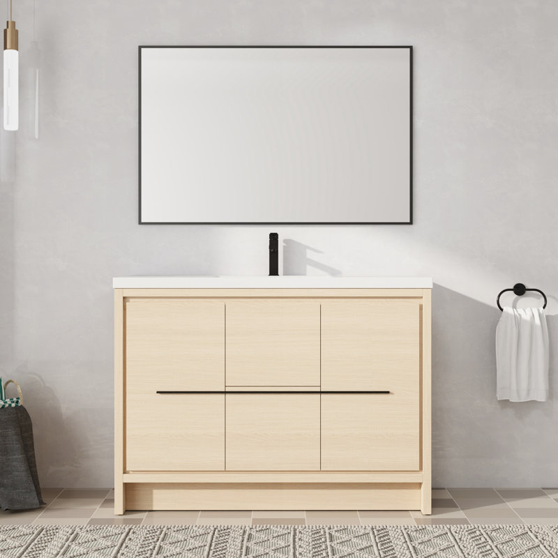 Ensemble de meuble-lavabo simple autoportant 48 po avec plateau en résine 48 po, 48"