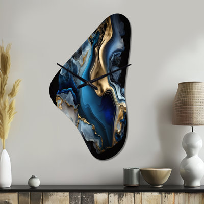 Horloge murale abstraite en forme de géode bleue II - Boomerang