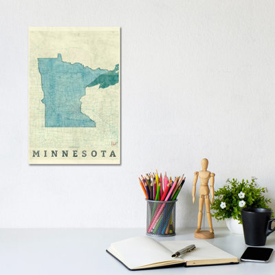 Minnesota Map by Hubert Roguski - Wrapped Canvas Painting