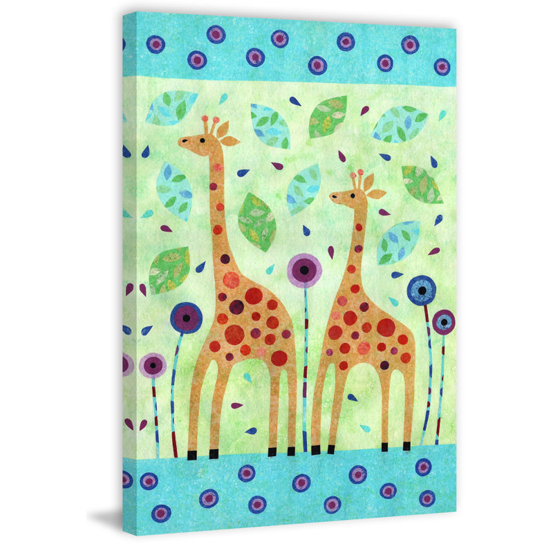 Dates Giraffe Pair - Painting on Canvas, 152cm H x 101cm W