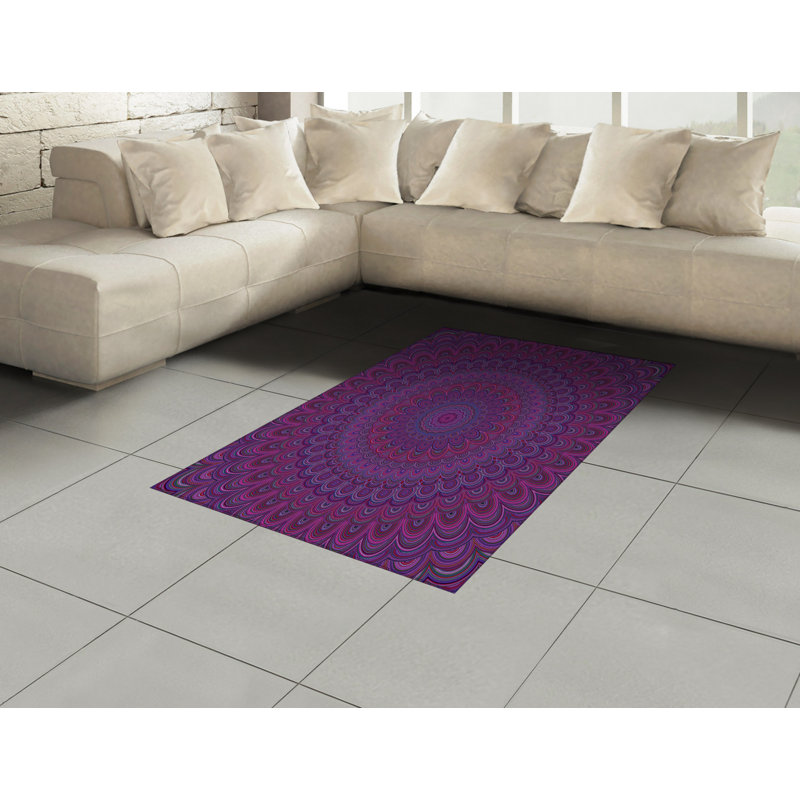 Eggplant High Density Long Fiber Poly Threads Decorative Area Rug Carpet, Rectangle 4' x 5'8"
