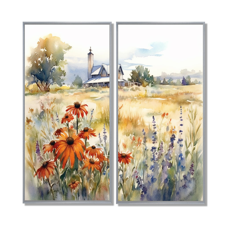 «Green Green Meadow At The Farm II», art mural traditionnel, H 32 po x l 32 po, Reproduction encadrée sans passe-partout