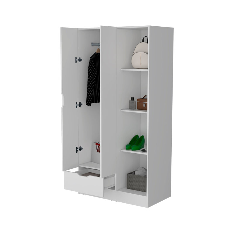 Armoire 2 portes avec compartiment ouvert, Blanc