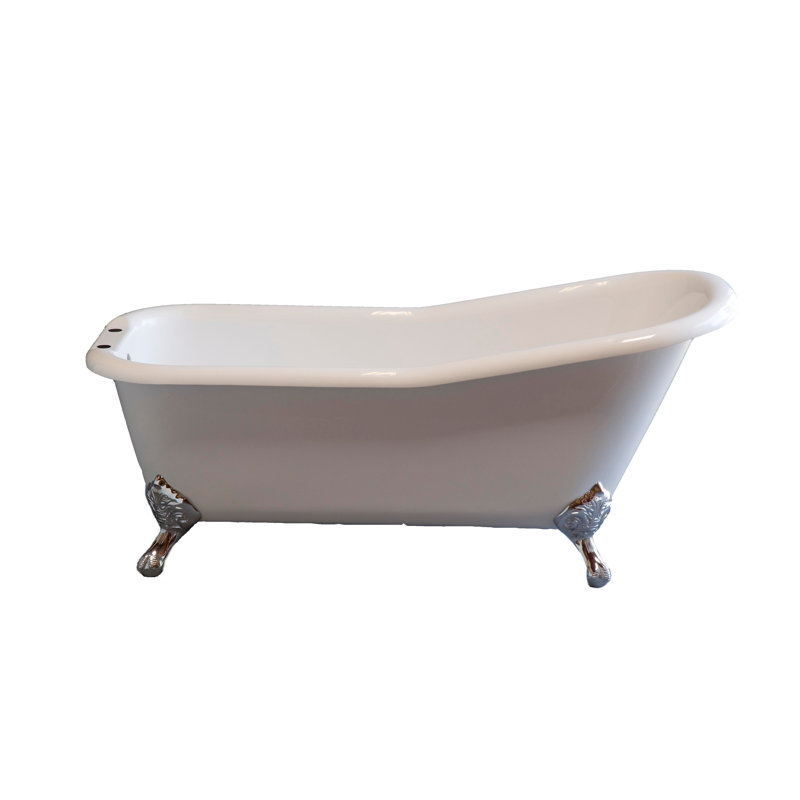 Baignoire sur pattes en acrylique avec trous de robinet 66 po The Folsom par Strom Living, Nickel poli