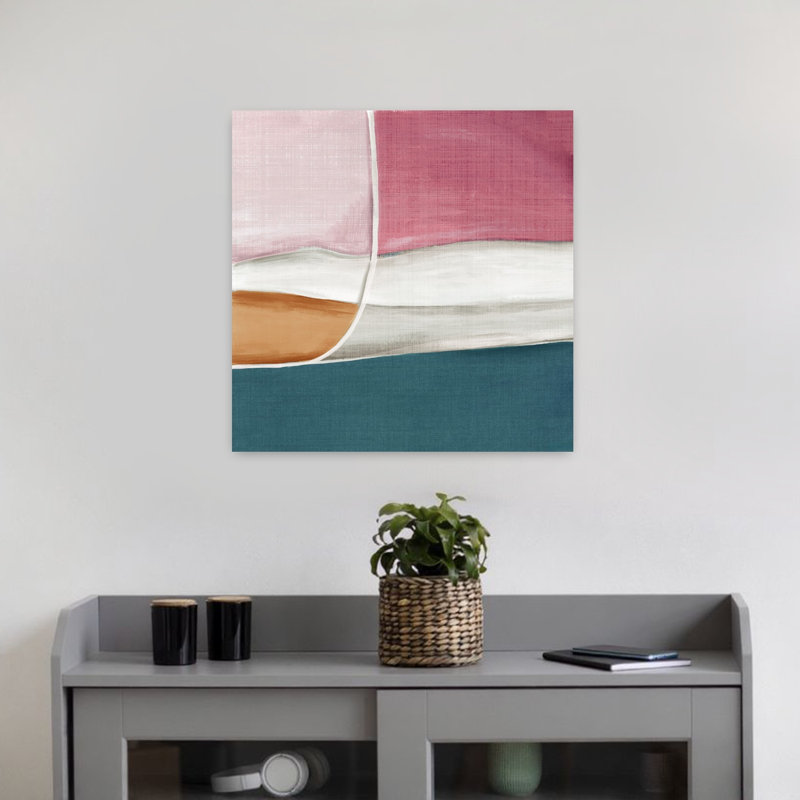 «Strata coloré de Calm Horizons I», art mural abstrait contemporain, H 18 po x l 18 po