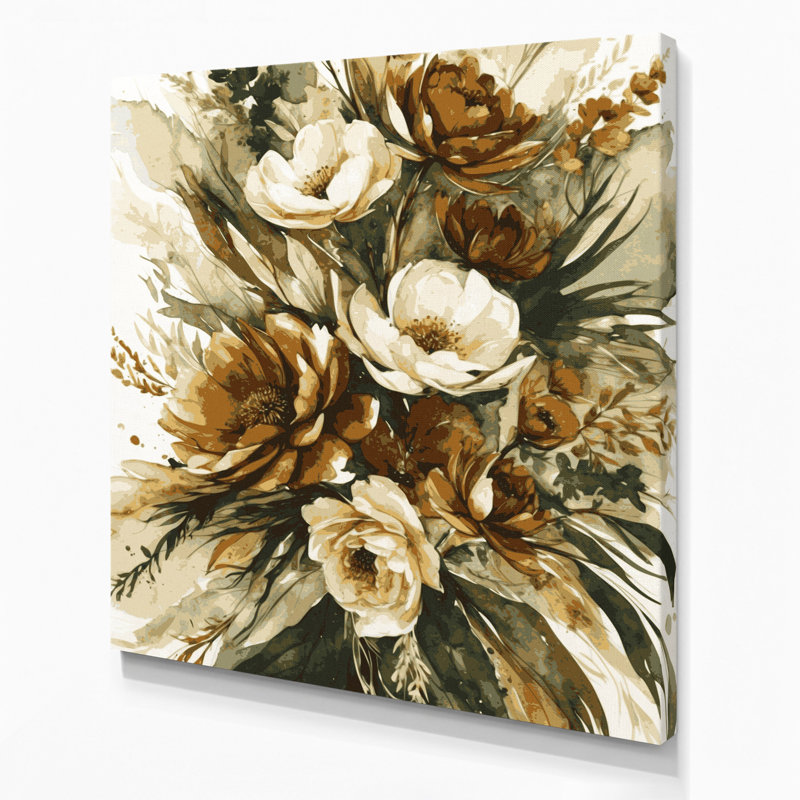 Aquarelle sur toile 79 beige, art mural, H 12 po x l 12 po