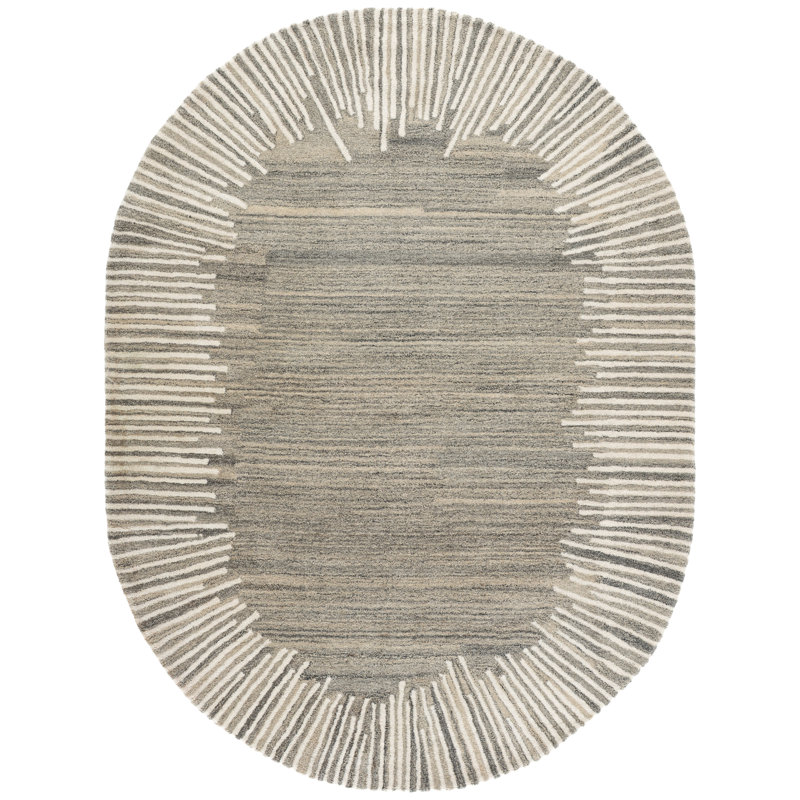 Tapis gris / ivoire Fifth Avenue 129, Ovale 6 pi x 8 pi