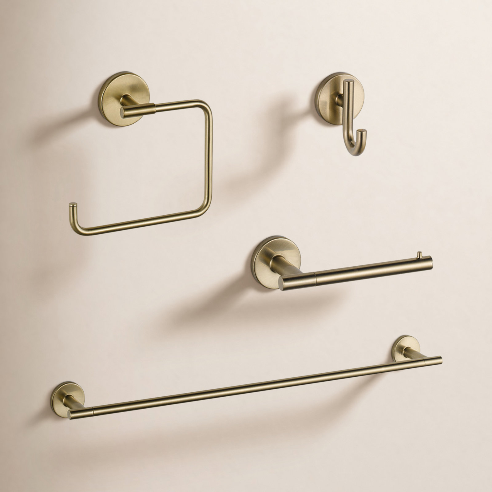 Trinsic Delta 4 Piece Bathroom Hardware Set, Champagne Bronze
