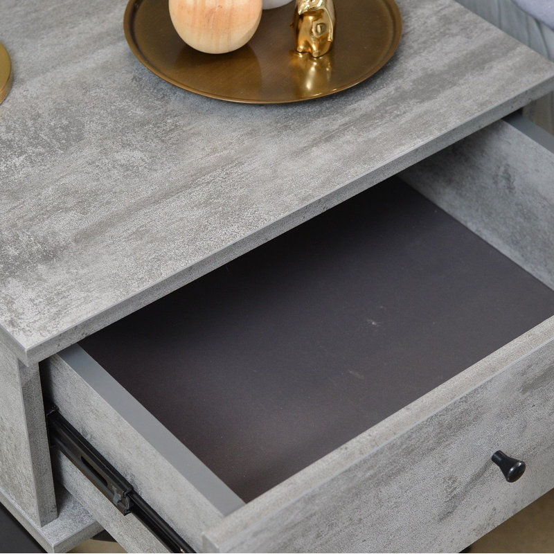 Cojo 58 cm W Bedside Table, Iron Slate