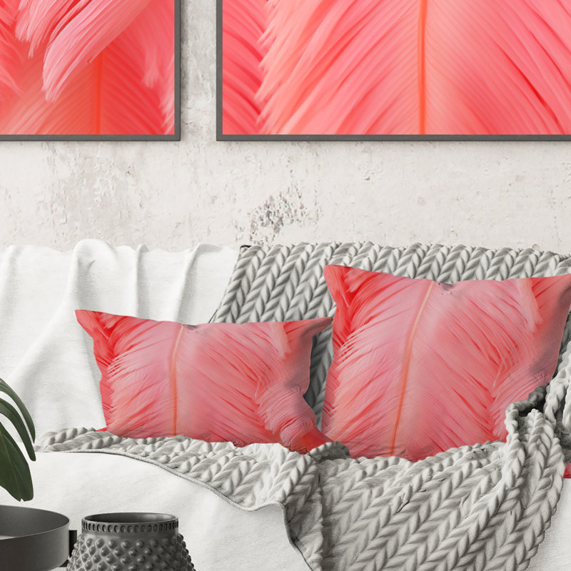 Coussin Boho Glam Pink Feather Elegance