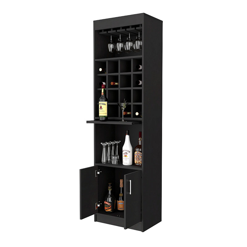 Armoire de bar 16 tablettes Smokey Oak, Noir