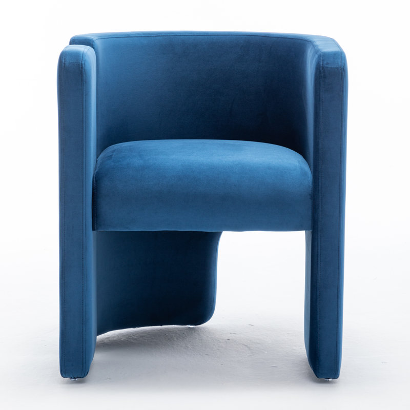 Jaimyn 24" Wide Upholstered Barrel Accent Chair, Navy Velvet