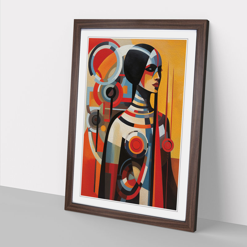 Indian Woman Constructivism No.4 - Framed Print, Walnut Framed, 64cm H x 46cm W x 2cm D