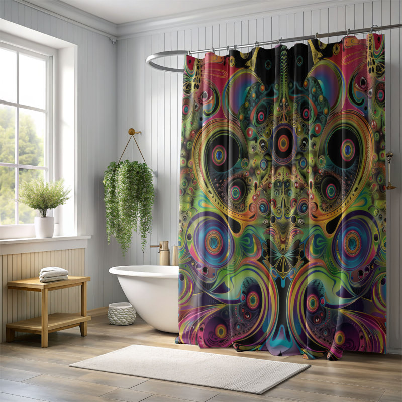 Trippy Graphiques - Rideau de douche Premium, H 74 po x l 71 po