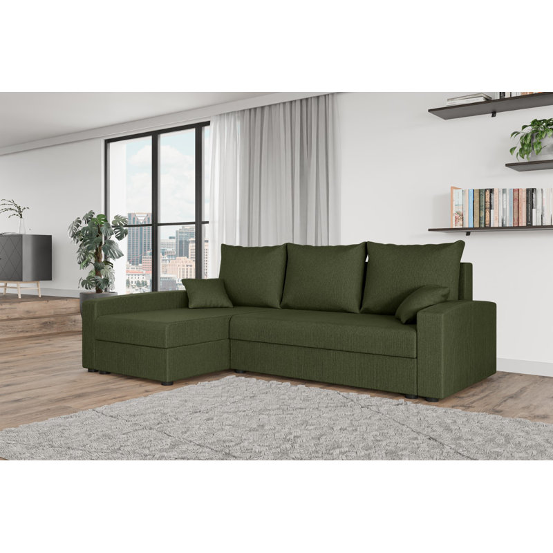 Shray 3 Seater Corner Sofa , Dark green - Cord205.20