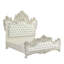 Ensemble de chambre à coucher double quatre pièces Bo, style baroque, revêtement en similicuir blanc