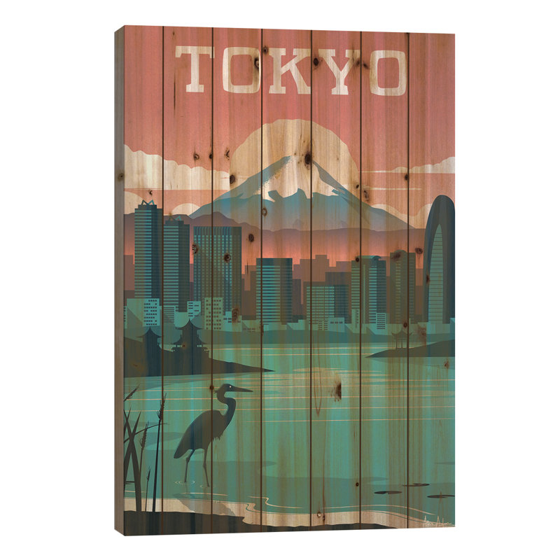 «Tokyo» par, sans encadrement, impression sur bois, H 26 po x l 18 po x P 1,5 po
