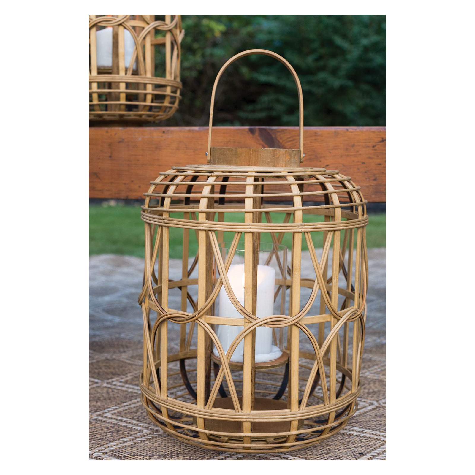 Latonia Wood Tabletop Lantern, 15.5" H x 12.25" W x 12.25" D