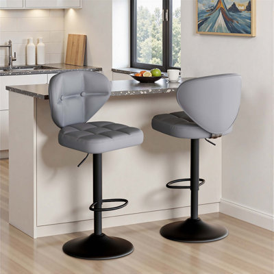 Set Of Two Adjustable Swivel Bar Stools With Backrest For Kitchen Island And Various Spaces