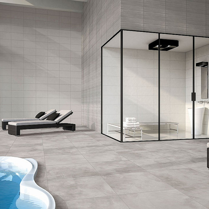 Carrelage mural en porcelaine 1 po x 1 po Caementum Griseo, Gris clair
