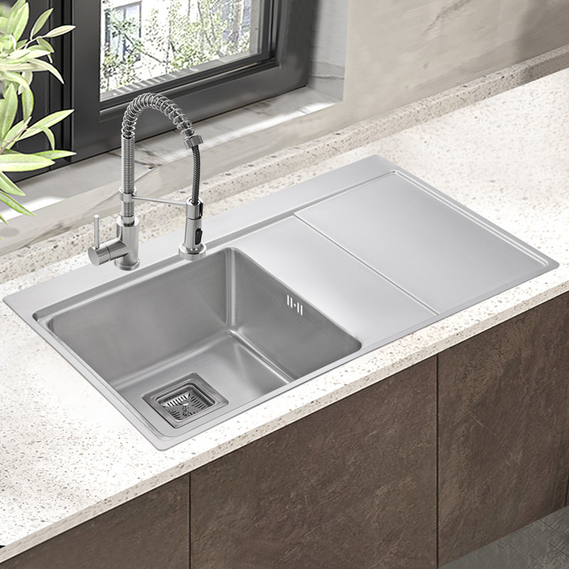 Belfry Kitchen Nicarete 520mm W Single Bowl Stainless Steel Drop-In Kitchen Sink with 1 Faucet Hole