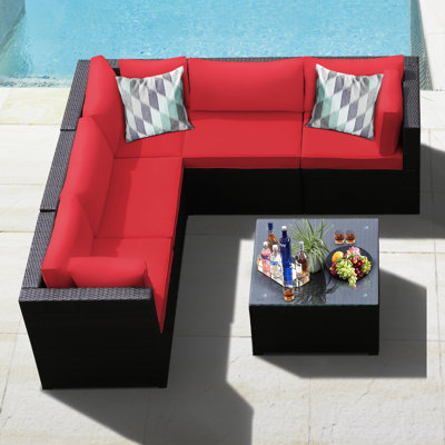 Ensemble de meubles de patio en rotin 6 pièces Patiojoy