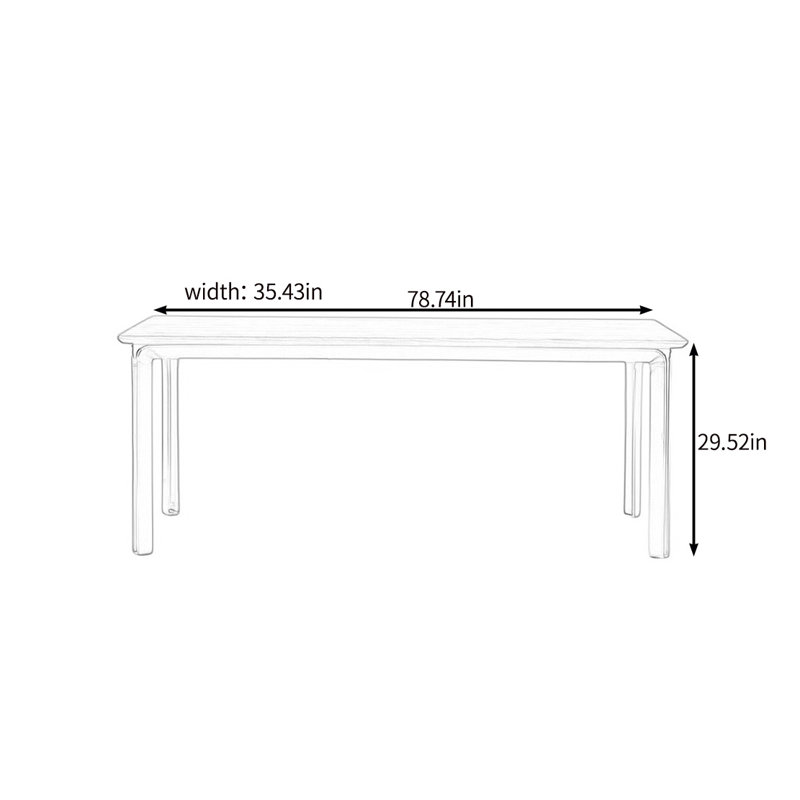 Table de salle à manger en bois massif de qualité, H 29,52 po x L 78,74 po x l 35,43 po