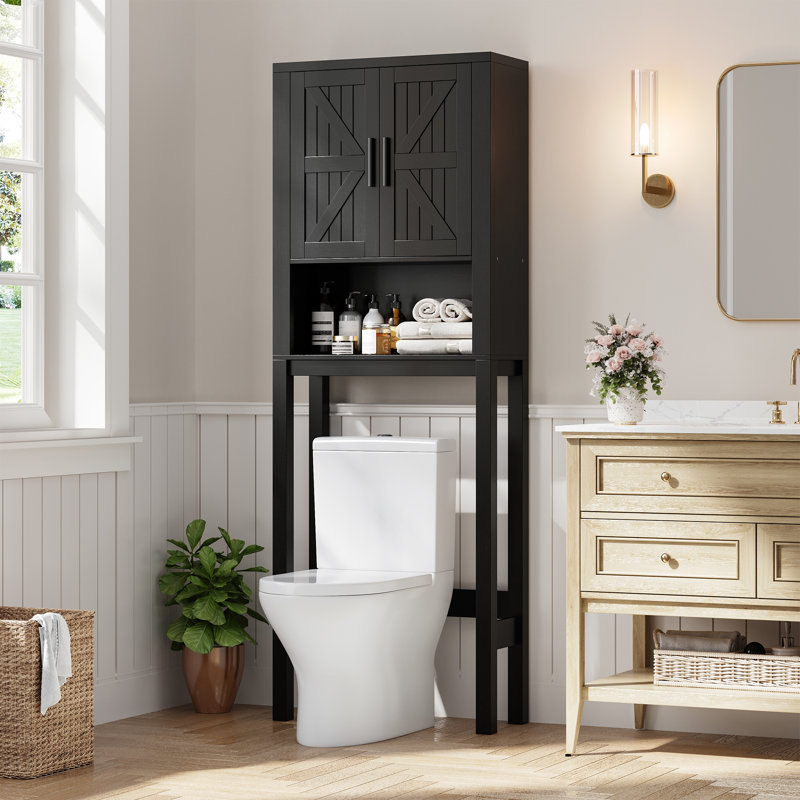 Rangement au-dessus de la toilette, organisateur de tablette de salle de bain avec dispositif anti-basculement Petit économiseur d'espace autoportant avec tablette réglable