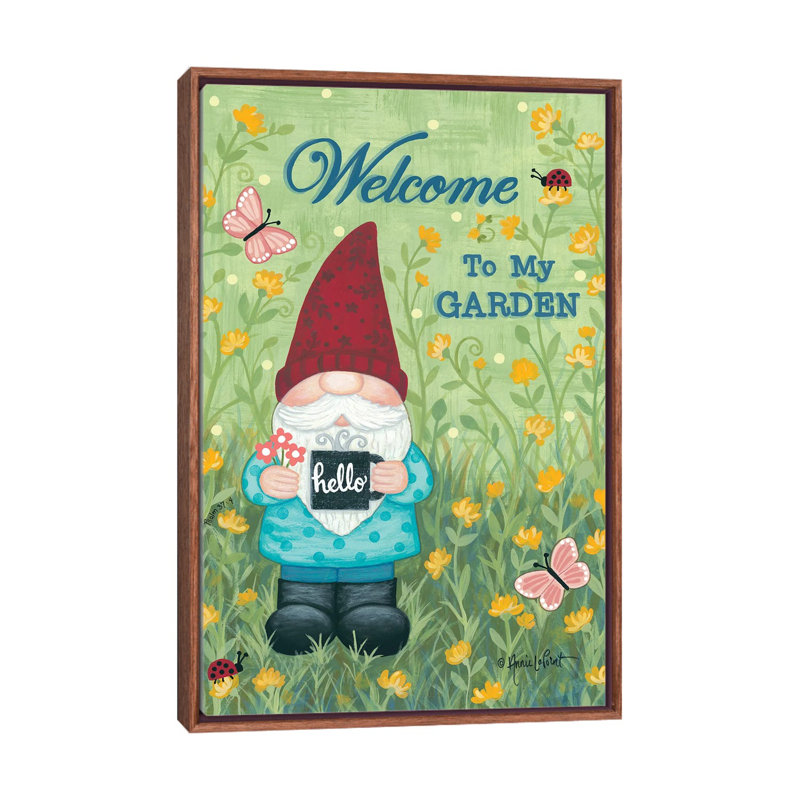 Welcome To My Garden by Annie LaPoint - Print on Canvas, 66.04 cm H x 45.72 cm W, Brown Floater Frame