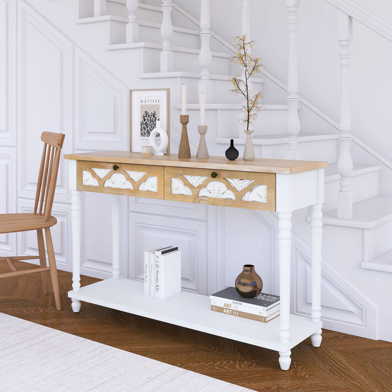 48 Inch Long Console Table With 2 Drawers And 1 Bottom Shelf