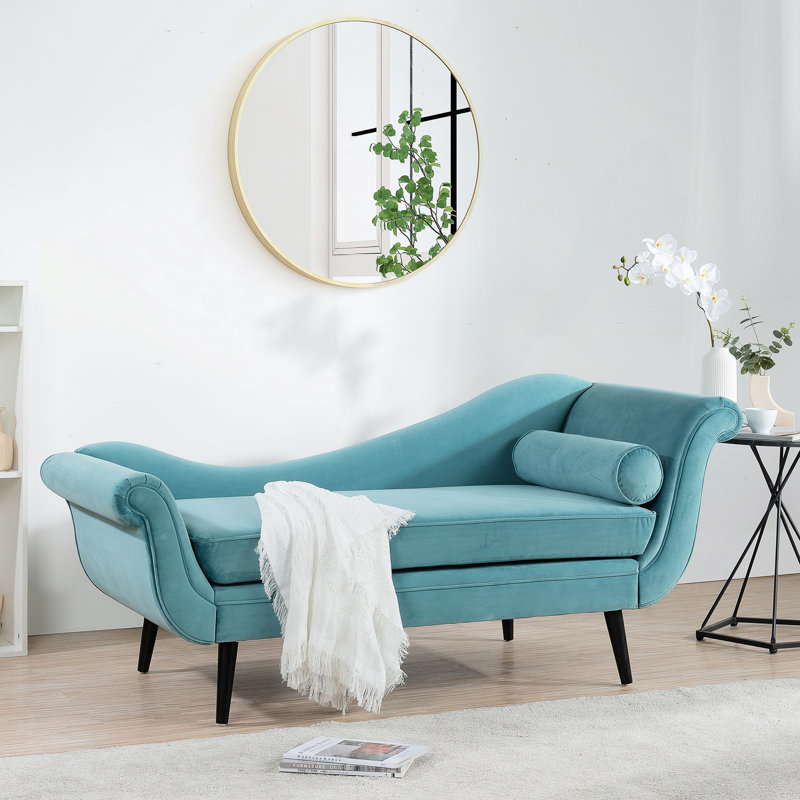 Chaise Lounge With Scroll Arms, Green