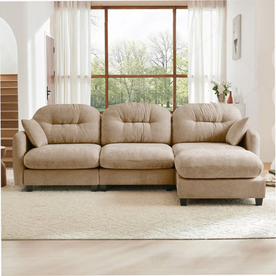 Modular Sectional L Shaped Couch With Ottoman, Premium Chenille Fabric, Tufted Cushion Backrest, Ergonomic Design For Easy Installation In Various Spaces