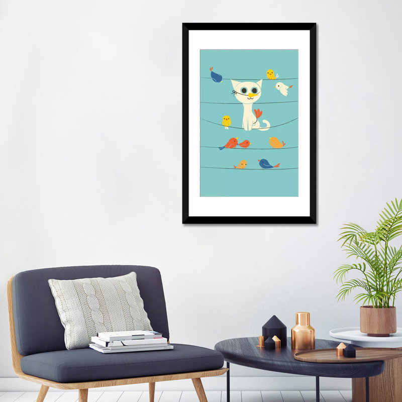 Impression d'oiseaux sur toile, H 32 po x l 24 po x P 1 po, Papier d'art encadré noir, Blanc