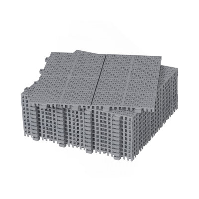 Carreaux de terrasse 12 po x 12 po à emboîtement gris en plastique imperméable et anti-dérapant