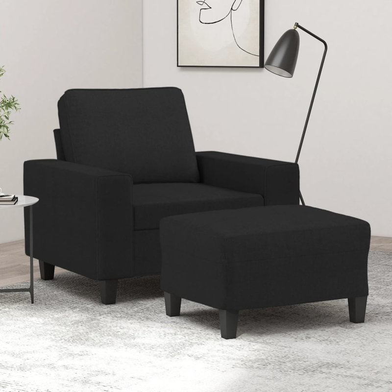  Canapé avec repose-pieds noir 23,6 po, Noir