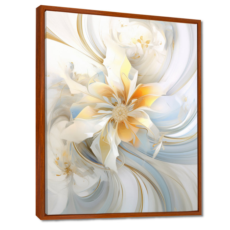 Fleur blanche abstraite de pureté sereine - salon d'art mural floral moderne, Métal métal, H 40 po x l 30 po x P 1,5 po