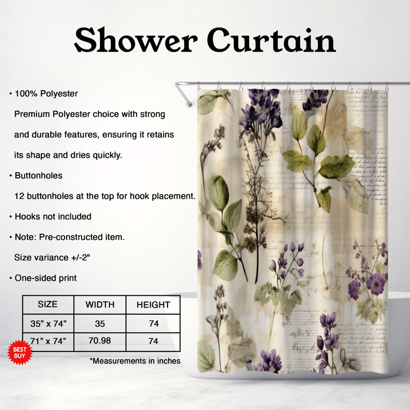 Old Leaves - Rideau de douche Premium, H 74 po x l 71 po