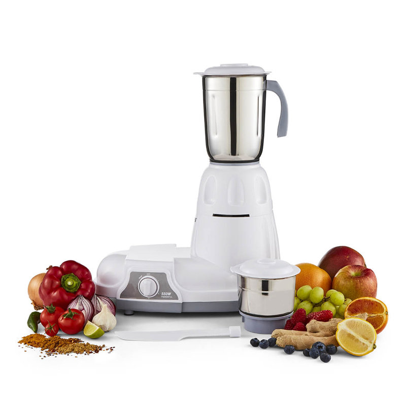 GEEPAS 550W 2-in-1 Mixer Grinder - Multifunctional Indian Mixer Grinder with Stainless Steel Jars & Blades - 3 Speed, Safety Twist Lock, Dry & Wet Grinding Spices Chutney Coconut - 2 Year Warranty