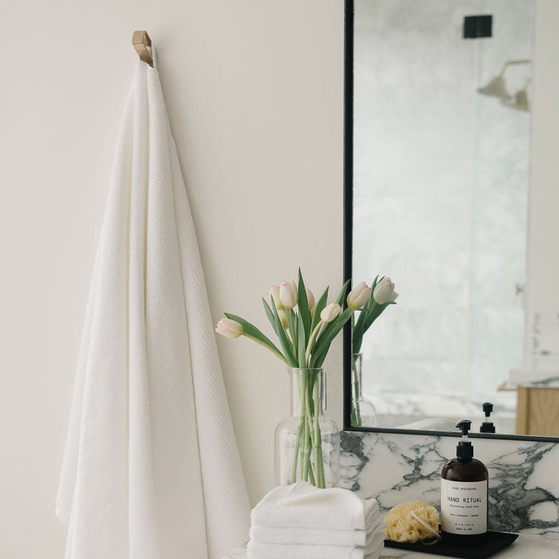 Ribbed Terry Bath Sheets, White