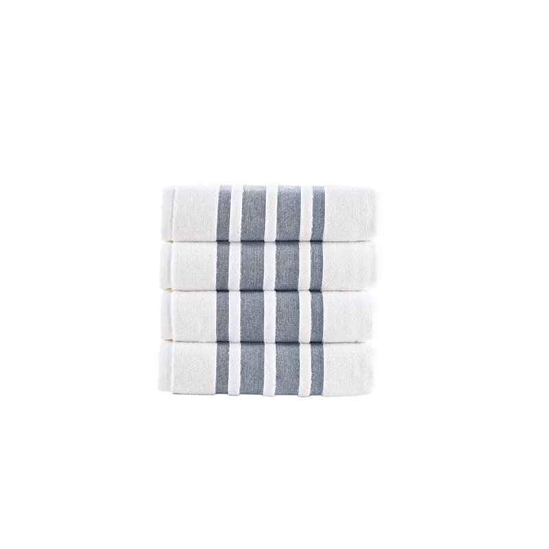 Turkish Cotton Midweight Jacquard Hand Towel, Navy