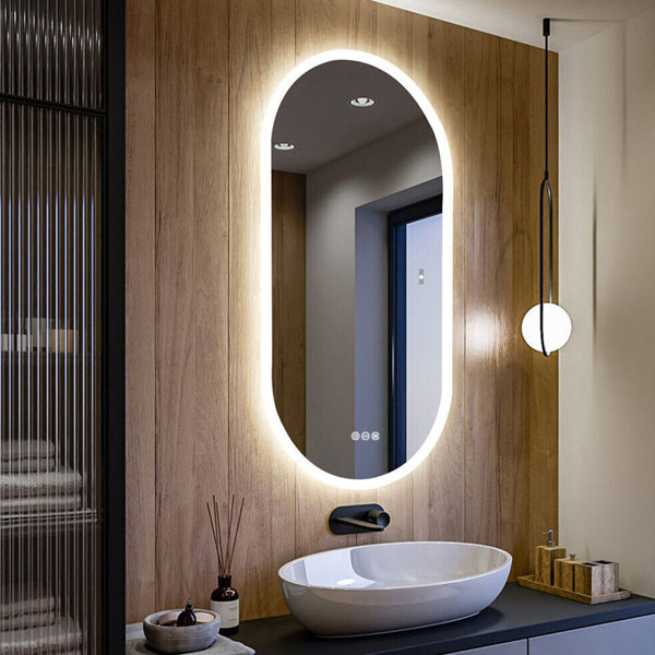 Martrez Frameless LED Lighted Bathroom / Vanity Mirror with Brightness Adjustable, Memory Function, Anti-Fog Orren Ellis Size: 60 x 40