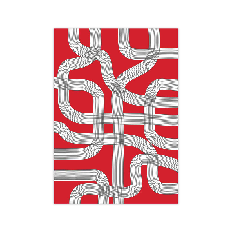 Red Black and White Abstract 1 Piece Wall Art, 29.7cm H x 21cm W x 4cm D, Unframed