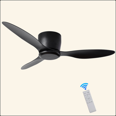 Ventilateur de plafond encastré de 42 po sans lumière, 3 pales réversibles, avec moteur à courant continu réversible à 6 vitesses, ventilateur de plafond à profil bas sans lumière pour le salon