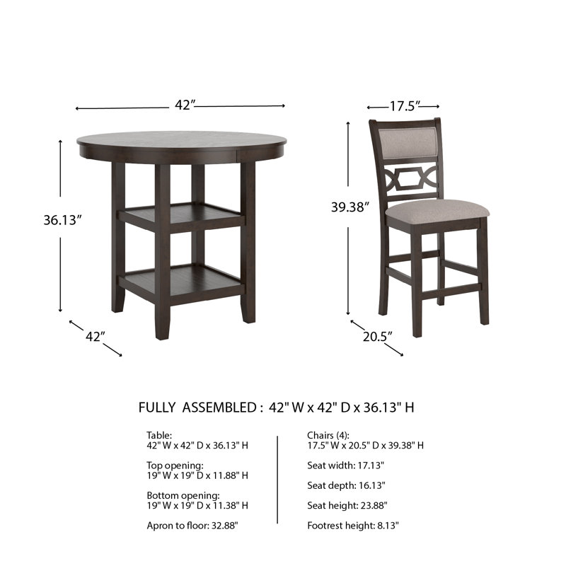 Leangelo 4 - Person Four Leg Dining Set, Black, Black, Black/Gray