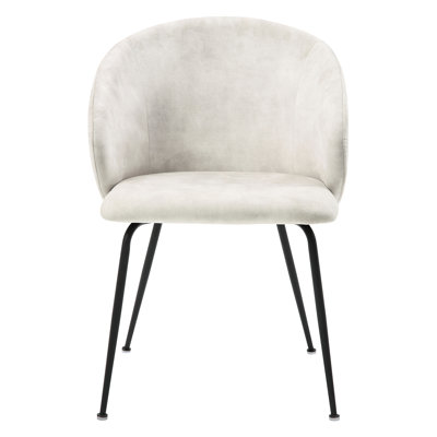 2 pièces de chaises d'appoint ultra-modernes en velours beige avec pieds en métal noir pour les supports de pieds modernes