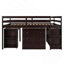 Lit mezzanine double bas avec cabinet, tablettes et bureau portatif à roulettes, lit multifonctionnel-106692046