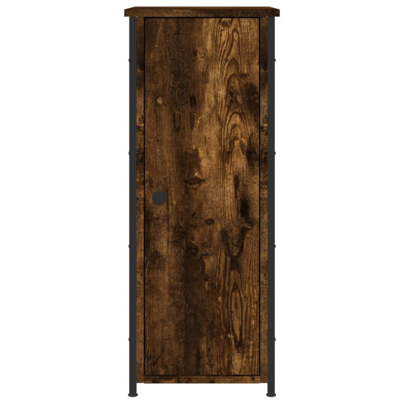 Memuna 32cm W Iron Bedside Table, Smoked Oak, Individual